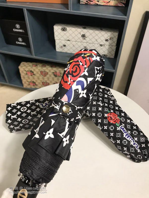 LV路易威登傘 超爆款 極品LV 2019火爆自動傘 四葉草 玫瑰花圖案 自動晴雨傘 防曬隔熱 防紫外線  zm1046